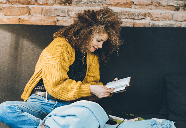 Woman looking in calendar