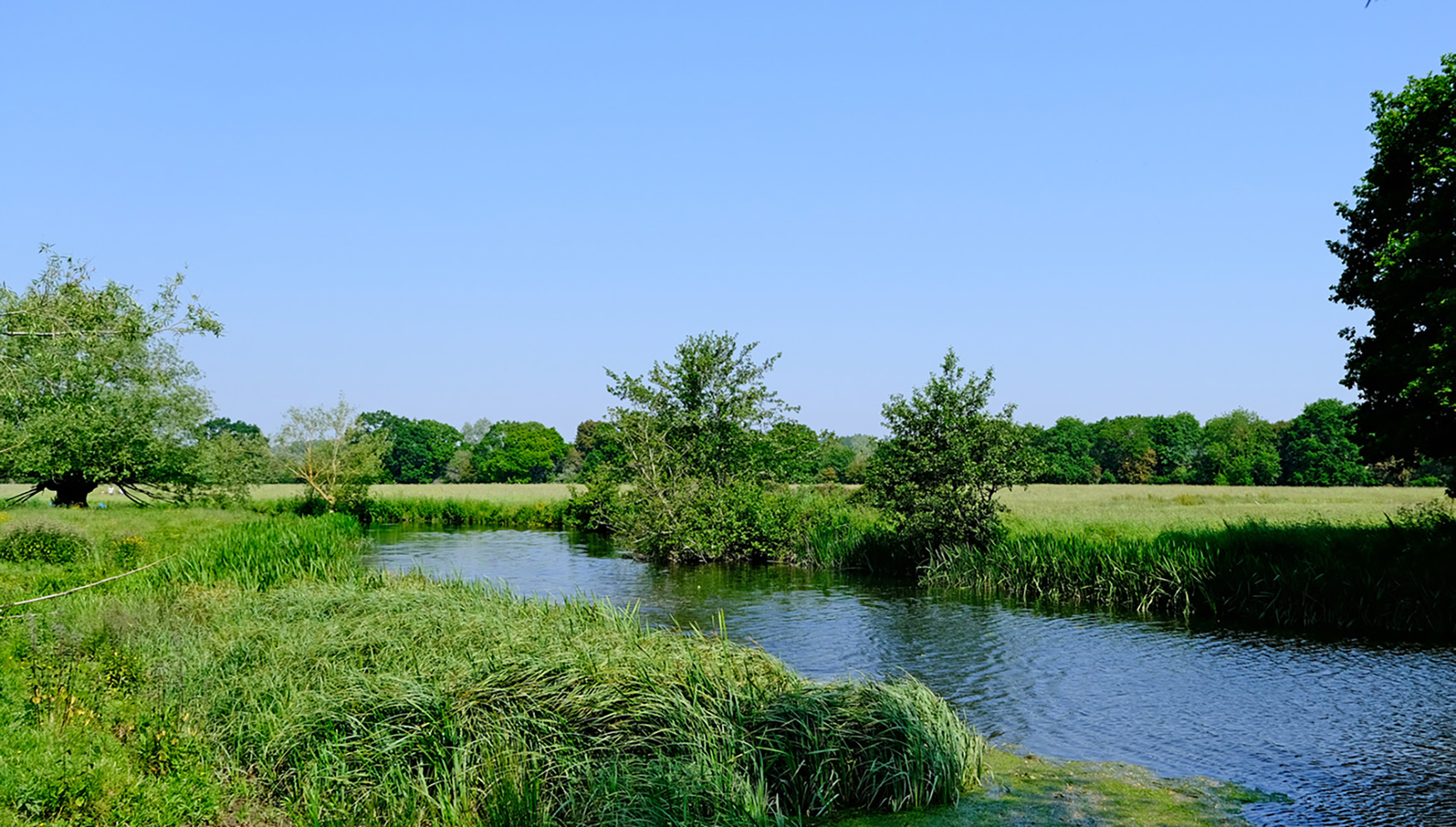 A canal going through a rural landscape